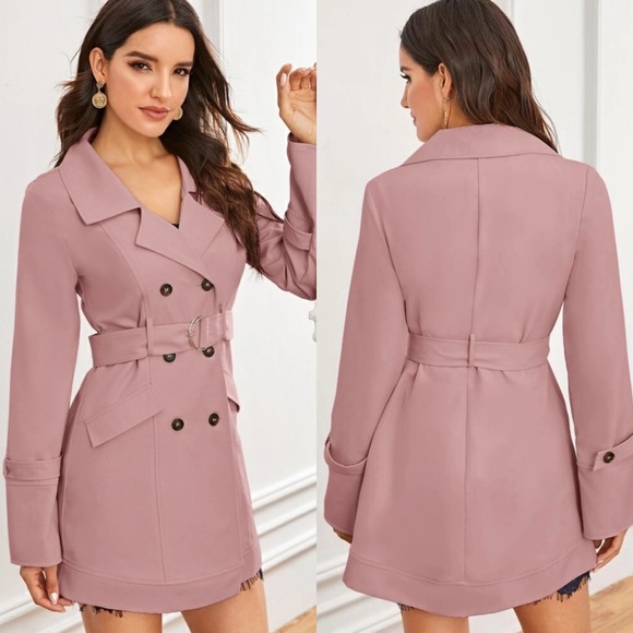 Pink trench coat double breasted 841880 - Picture 2 of 3